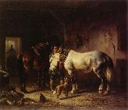 Wouterus Verschuur Saddling the horses Sweden oil painting artist
